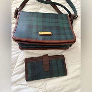 Ralph Lauren black watch plaid purse and wallet set